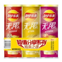 乐事Lay’s无限薯片 休闲零食 104g*3组合装（番茄+原味+烤肉）膨化食品